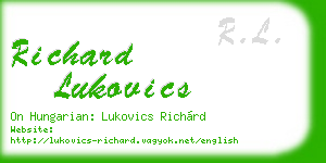 richard lukovics business card